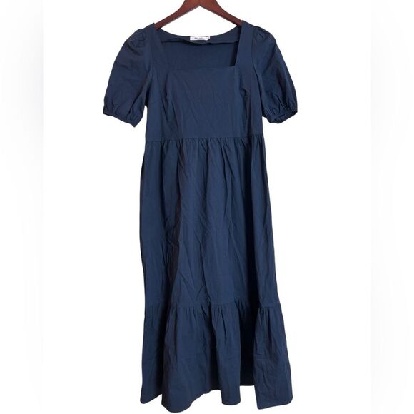 Mod Ref Zaria Maxi Dress Navy Blue Size Small Cotton Spandex Spring Summer - Picture 13 of 14